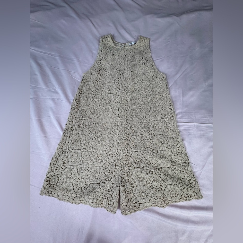 Zara Beige Floral Lace Blouse